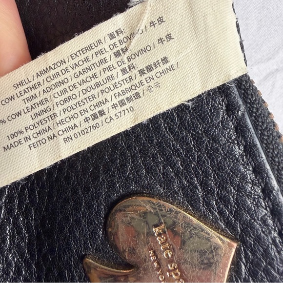 Kate Spade Black Leather Zipper Wristlet purse - Picture 5 of 7